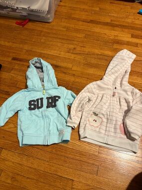 Kids Hooded Zip Jacket - Light Blue Surf Design